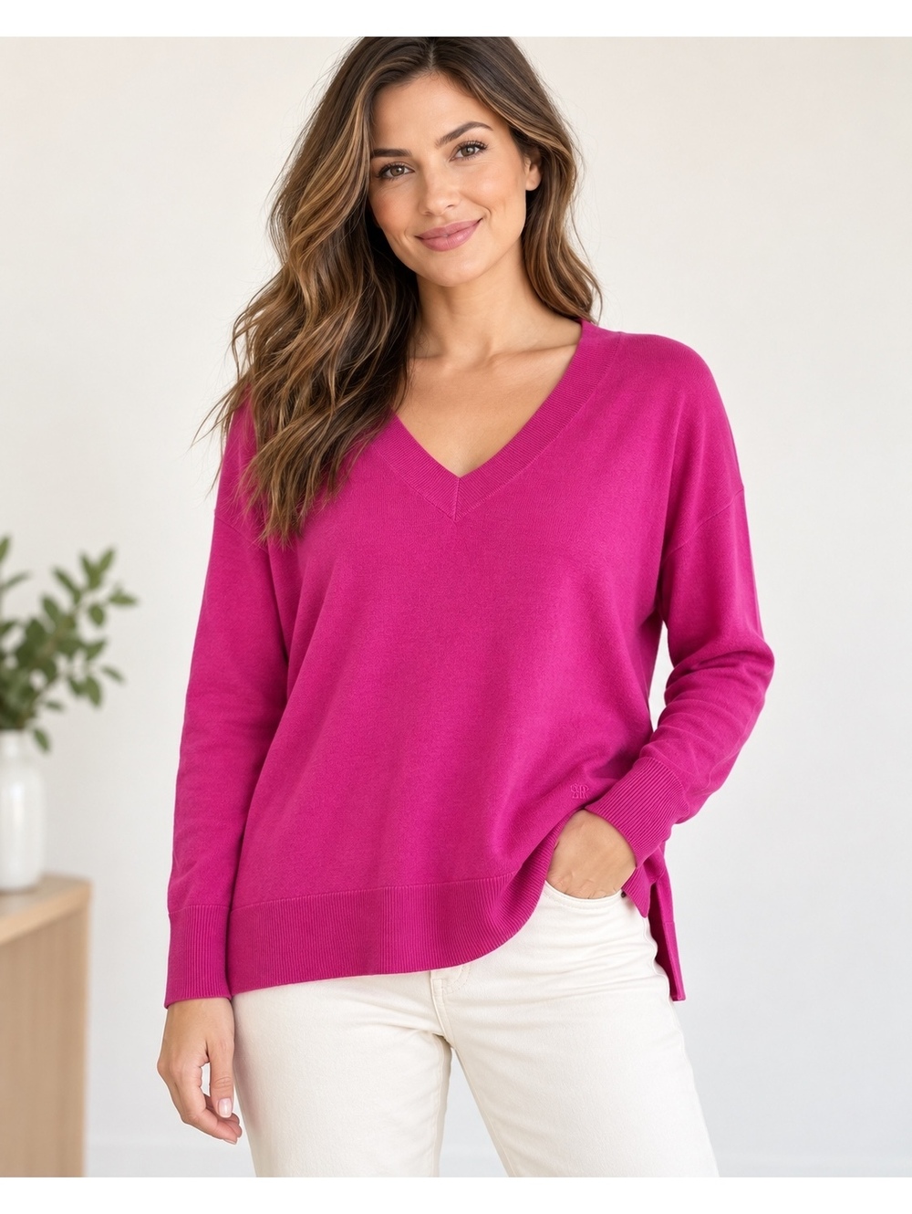 Banana Republic Women’s Merino Wool V-Neck Sweater Pink Size L